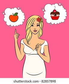 Beautiful pregnant woman. Vector