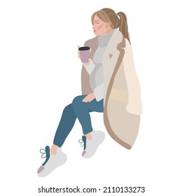 Beautiful pregnant woman. Vector illustration of a flat design.