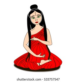 Beautiful pregnant woman. Vector illustration.
