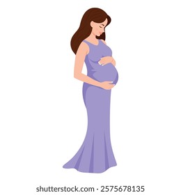 Beautiful pregnant woman.Healthy pregnancy. Maternity and pregnancy. Vector illustration