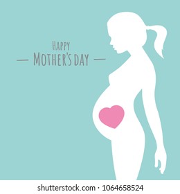 Beautiful pregnat woman silhouettes. Happy Mothers day.