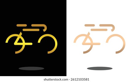 beautiful and pretty gold bicycle vector image logo with black and white background