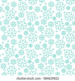 Beautiful primitive seamless pattern with flowers on a white background.