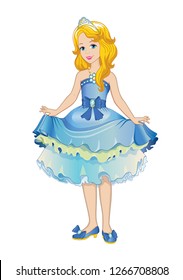 Beautiful princess in a ball gown. Children's illustration. Vector.