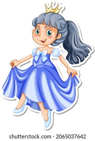 Beautiful princess cartoon character sticker illustration