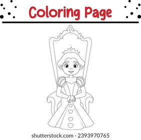 beautiful princess coloring book page for children