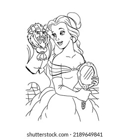 Beautiful princess colouring book page interior for print on demand business