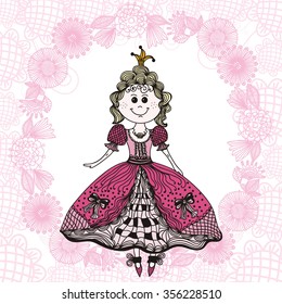 Beautiful princess cute cartoon vector illustration