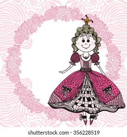 Beautiful princess cute cartoon vector illustration