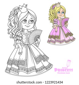 Beautiful Princess Fan Hand Color Outline Stock Vector (Royalty Free ...