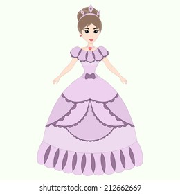 Beautiful princess, girl in ancient dress, vector illustration for children