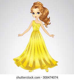 Beautiful princess in gold dress
