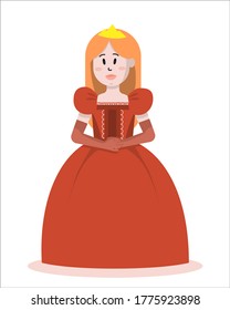 Beautiful princess. Illustration for books and manuals for children. Fairy Princess. Princess in a beautiful dress. Flat illustration. Vector image.