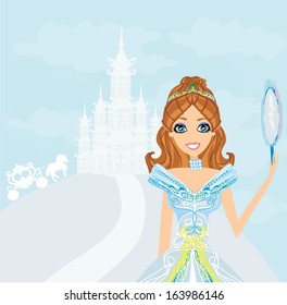 beautiful princess with mirror in her hands 