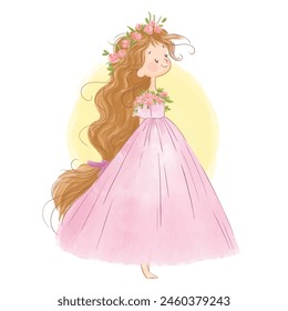 A beautiful Princess in a pink dress.