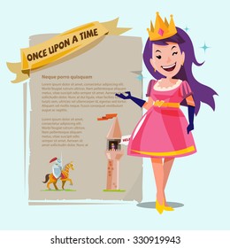 beautiful princess in presenting action fairy tail concept. character design - vector illustration