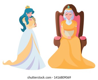 beautiful princess with queen on throne of tales character