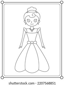 Beautiful princess suitable for children's coloring page vector illustration