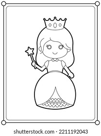 Beautiful princess suitable for children's coloring page vector illustration