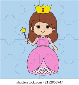 Beautiful princess suitable for children's puzzle vector illustration