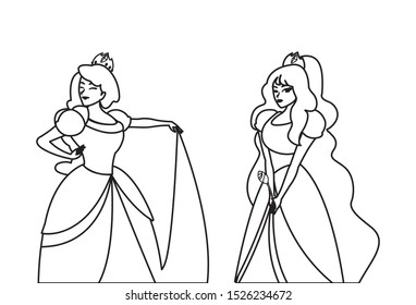 beautiful princesses of tales characters vector illustration design