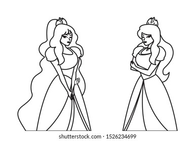 beautiful princesses of tales characters vector illustration design