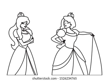 beautiful princesses of tales characters vector illustration design