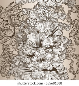 Beautiful print with hand drawn engraved ornament
