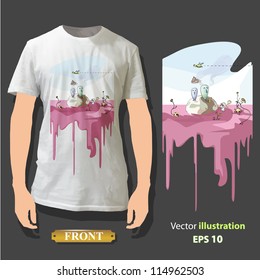 Beautiful print on shirt. Vector Background.