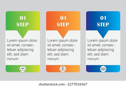 Beautiful process chart. Abstract elements of graph, diagram with steps, options, parts . Vector business template for presentation. Creative concept for infographics with three options.