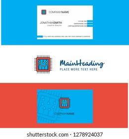 Beautiful Processor Logo and business card. vertical Design Vector