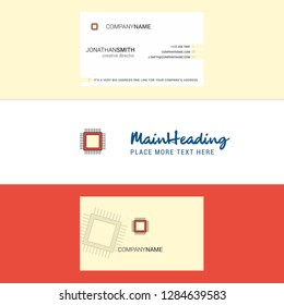 Beautiful Processor Logo and business card. vertical Design Vector