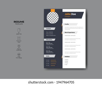 Beautiful professional CV resume design. vector minimalist cv or resume design.