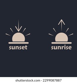 Beautiful professionally designed sunrise and sunset icon illustration on a dark background svg