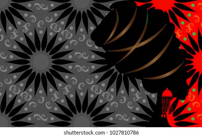 Beautiful profile of a woman silhouette whit earring. Beauty Logo Template. Vector Company Name. Afro batik style background