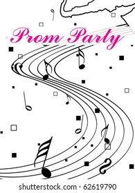 beautiful prom party background with musical notes