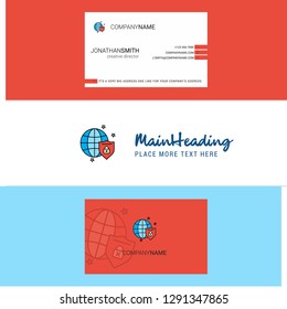 Beautiful Protected internet Logo and business card. vertical Design Vector