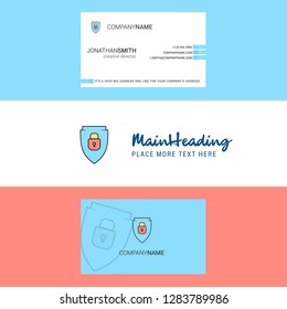 Beautiful Protected shield  Logo and business card. vertical Design Vector