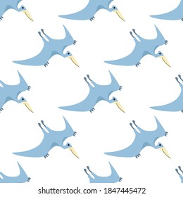 Beautiful pterosaur on a white background. Predators in a flat style. Cartoon animals reptiles for web pages.
Stock vector illustration for decor, design, baby textiles,
wallpaper, wrapping paper