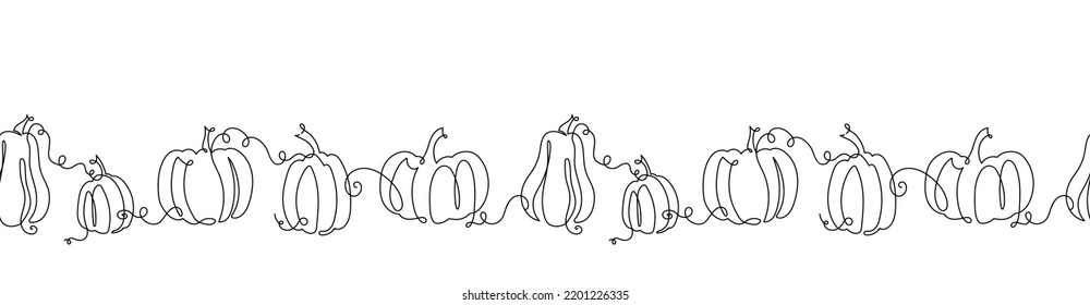 Beautiful pumpkin thanksgiving seamless pattern, oneline pumpkins hand drawn background, great for seasonal textile prints, holiday banners, backdrops or wallpapers - vector surface 
