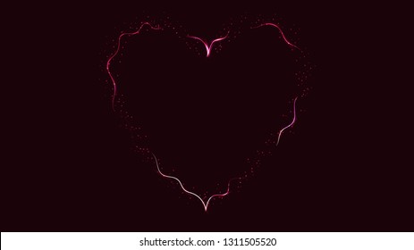 Beautiful purple abstract magical energy electric fiery brilliant luminous festive heart heart with sparks for Valentine's Day, Women's Day, Mother's Day on a purple background. Vector illustration.