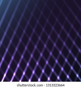 Beautiful purple abstract magical energy electric cosmic fiery lattices of lines, stripes, sticks, rods of brilliant glowing on a purple pink background. Vector illustration. Texture.