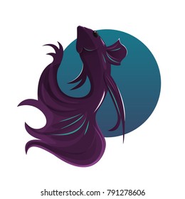 Beautiful purple fish. Vector illustration. Under the sea