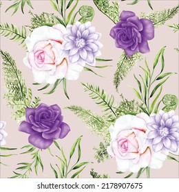 beautiful purple floral seamless pattern