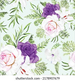 beautiful purple floral seamless pattern