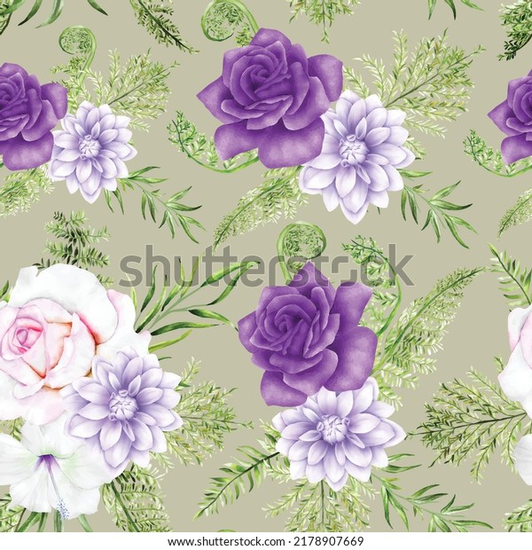 beautiful purple floral seamless pattern