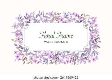 beautiful purple floral watercolor frame