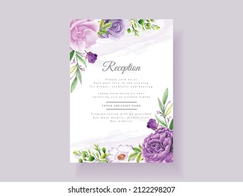 beautiful purple floral wedding invitation card template