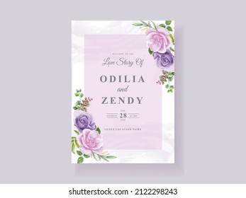 beautiful purple floral wedding invitation card template