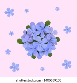 Beautiful purple flower with green leaves low polygonal design